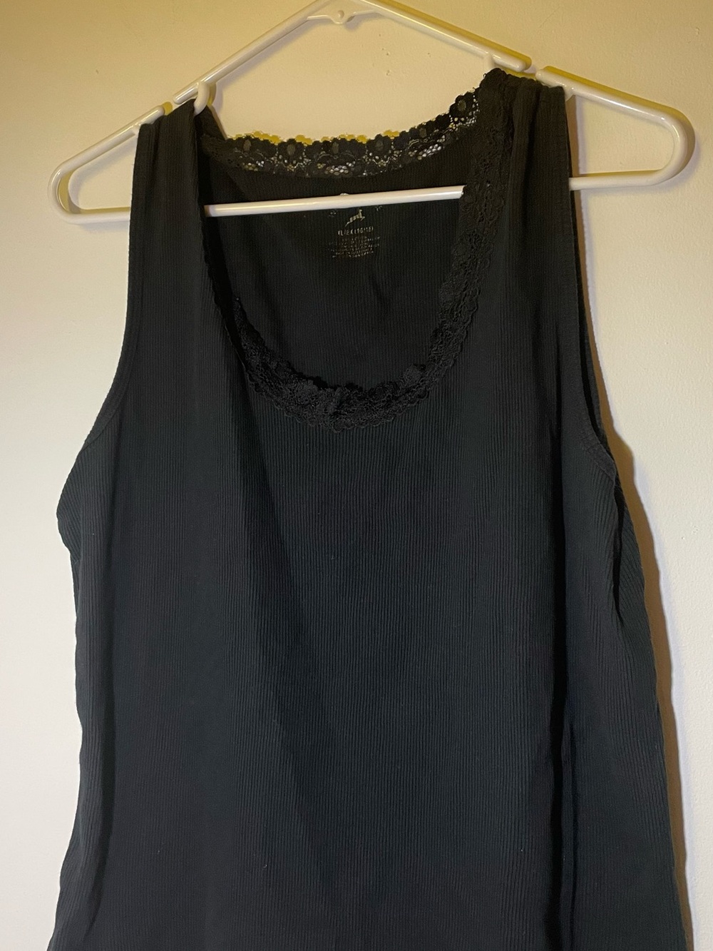White Stag Black Lace-Trim Scoop Tank Top
